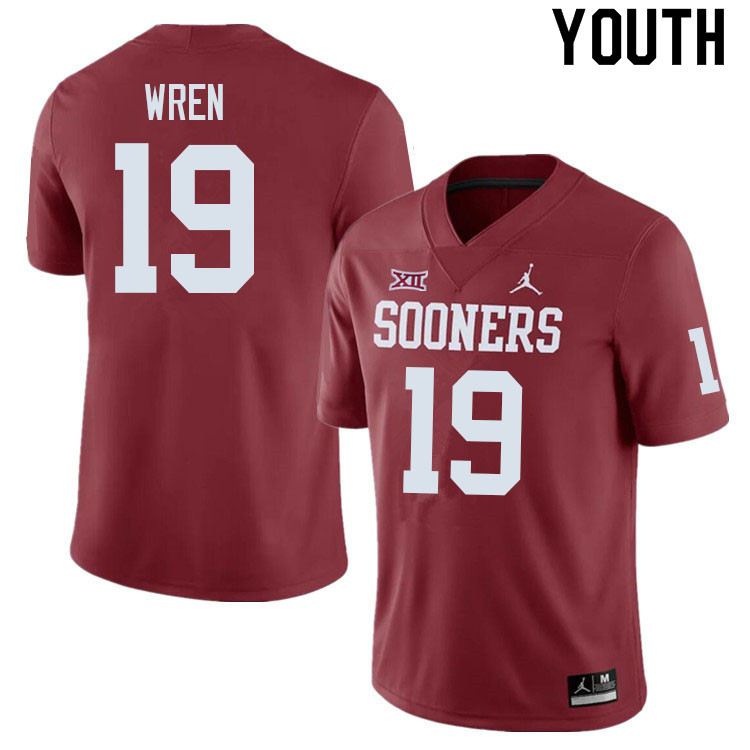Youth #19 Maureese Wren Oklahoma Sooners College Football Jerseys Sale-Crimson